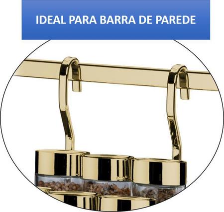Imagem de Suporte Porta Temperos Condimentos 6 Potes Para Barra Cozinha Dourado - 2808DD Future
