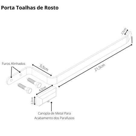 Imagem de Suporte Porta Toalha De Rosto Parede Preto e Gold Empire