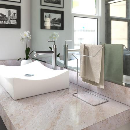Suporte porta-toalha simples para bancada cromado 35cm - STOLF Imagem de Suporte porta-toalha simples para bancada cromado 35cm