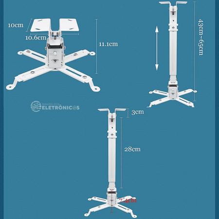 Imagem de Suporte Projetor Universal Teto Parede Até 15kg Resistente U1004