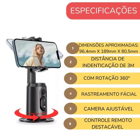 Imagem de Suporte Rastreamento Facial Celular Selfie Rotação 360 Graus