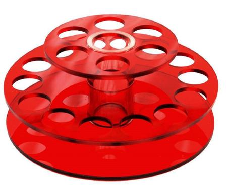 Imagem de Suporte Redondo Em Acrílico Vermelho Para Batom e Pincel Com 21 Cavidades - Santa Clara