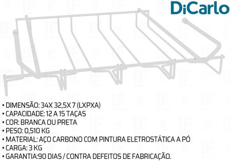 Imagem de Suporte Suspenso Armário Porta 12 Taças Organizador Cozinha