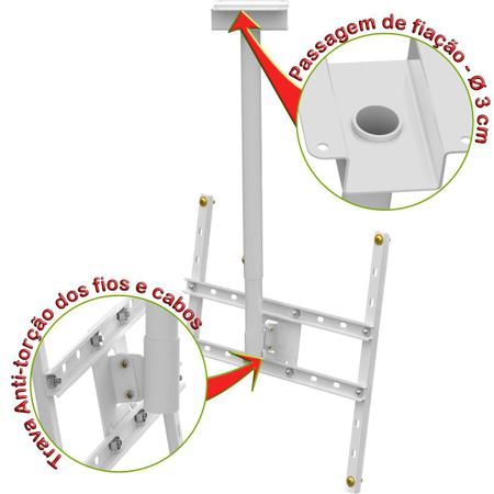 Imagem de Suporte Teto Tv Receptor Vesa 600X400 Branco