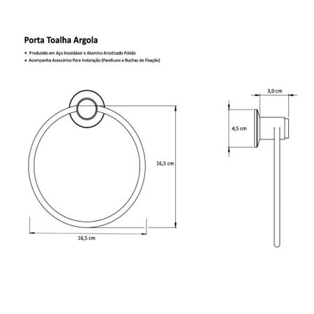 Imagem de Suporte Toalheiro Banheiro Porta Toalha Argola Rosto Inox