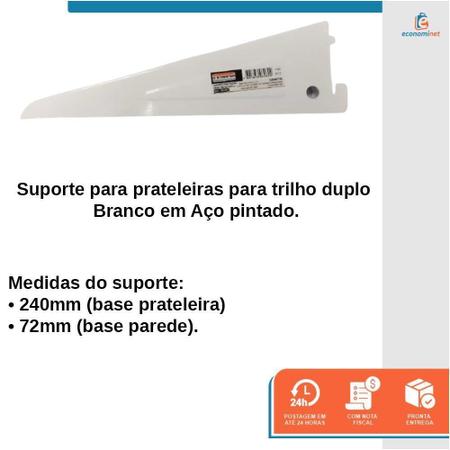 Imagem de Suporte Trilho Duplo Branco Starfer 22Cm 4