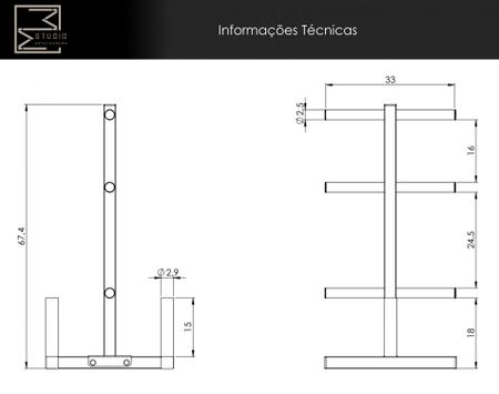 Suporte Triplo Expositor e Organizador de Anilhas Academia em Casa - Studio Metal Madeira Imagem de Suporte Triplo Expositor e Organizador de Anilhas Academia em Casa