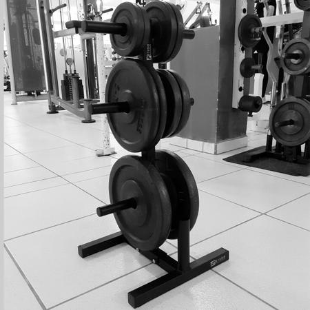 Suporte Triplo Expositor e Organizador de Anilhas Academia em Casa - Studio Metal Madeira Imagem de Suporte Triplo Expositor e Organizador de Anilhas Academia em Casa