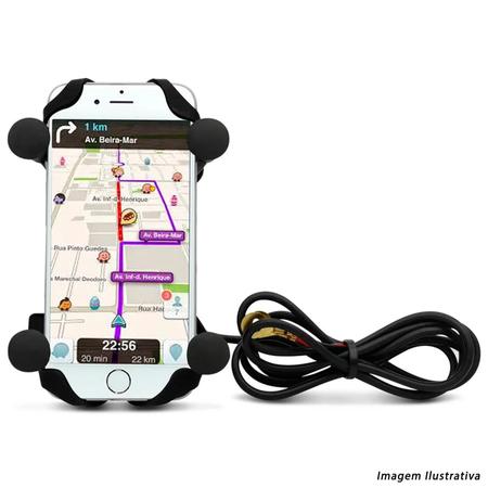 Imagem de Suporte Universal para Celular GPS Moto Bicicleta até 7 Polegadas Carregador USB