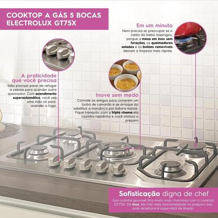 Imagem de SupremeCook Pro: Cooktop à Gás Electrolux 5 Bocas Tripla Chama - Inox, Eficiência Tripla, Versatilidade Bivolt!