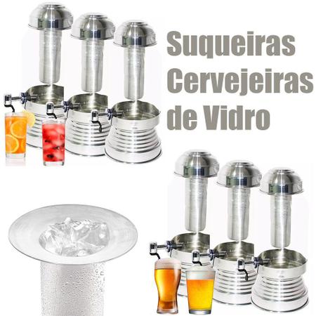 Imagem de Suqueira Cervejeira de Vidro com Bastão de Gelo Térmico 3,5L - Amarela
