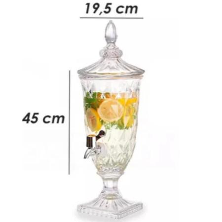 Imagem de Suqueira Cristal de Vidro Com Torneira Dispenser 1,8L Suporte Festas Buffets P/ Suco Cerveja Água