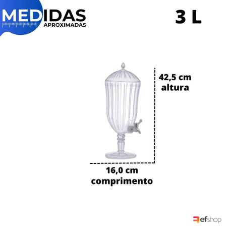 Imagem de Suqueira De Acrílico Liv 3 Litros Cristal Com Base e Torneirinha