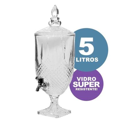 Imagem de Suqueira Vidro Luxo 5L Suco Água Drink Diamante Torneira