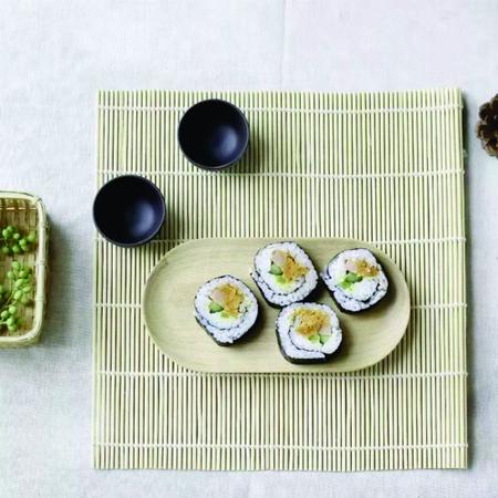 Imagem de Sushi Mat Esteira Enrolar Sushi 24cm Quadrado Bambu Sudare