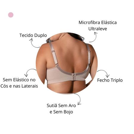 Imagem de Sutiã Sem Bojo Alça Larga Com Abertura Para Bojo Sutiã Mastectomia Reforço Ultraleve Plus DeMillus 061156