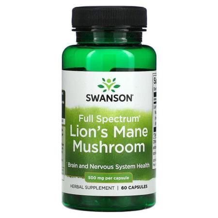 Imagem de Swanson Full Spectrum Lion's Mane Juba  de Leão 500 mg 60 Cápsulas