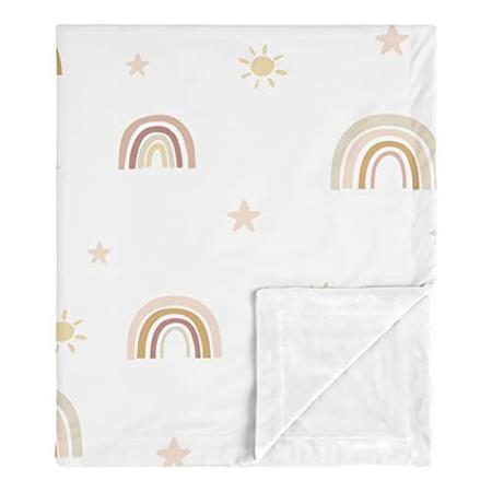 Imagem de Sweet Jojo Designs Boho Rainbow Girl Cobertor Recebendo Segurança Swaddle Newborn Toddler Nursery Minky por Sweet Jojo Designs - Blush Rosa Empoeirado Rosa Ouro Amarelo Malva Taupe Bege Boêmio Celestial