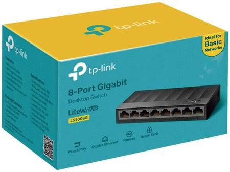 Imagem de Switch Gigabit de Mesa TP-Link com 8 Portas 10/100/1000 LS1008G SMB