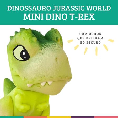 Kit 3 Mini Bonecos Articulados 12cm Baby Dinossauro Jurassic World  Universal Dino T-Rex Verde Laranja Preto Pupee