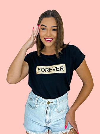 Imagem de T-shirt Blusinha Camiseta Feminina Manga Curta Gola Redonda Lisa Com Estampa Frontal