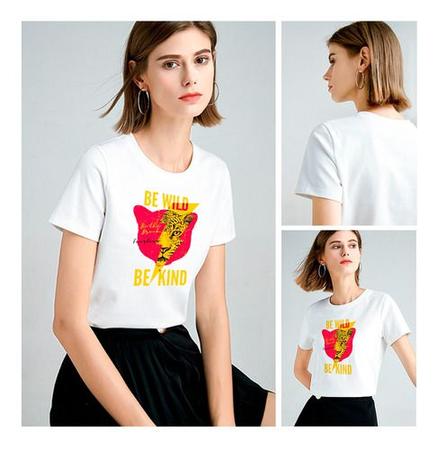 T Shirt Feminina Leve Manga Curta Tendencia Blogueira Moderna Gola