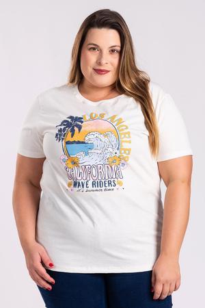 Imagem de T-shirt Feminina Plus Size Algodão c/ Estampa "WAVE RIDERS Its summer time"