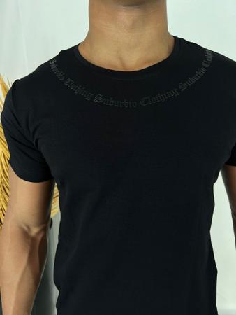 Imagem de T-Shirt Suburbio, Camisa Masculina, Adulto, Manga Curta Slim fit, Algodão Egípcio, Preta, P ao GG