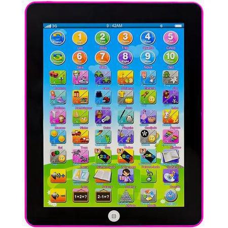 Imagem de Tablet Didático Educativo Infantil Crianças Inglês/Português Well Kids Rosa 