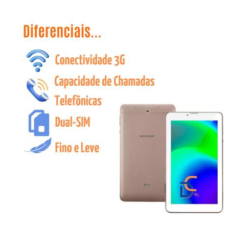 Imagem de Tablet Dual Chip M7 32GB 3G Celular + Capa Emborrachada + Caneta Touch