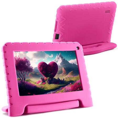 Imagem de Tablet Infantil Multilaser NB411 Kid Pad Capa Rosa 64GB Quad-Core 4GB RAM Para Criança Jogos Youtube