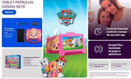 Imagem de Tablet Infantil Patrulha Canina SKYE 64GB 4GB Ram 7" Com Kids Space