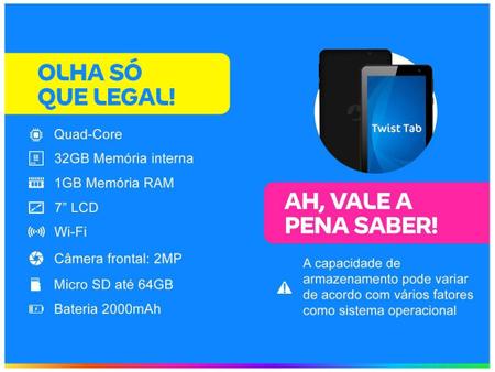 Tablet Positivo Twist Tab Kids (T770K) 32GB Wi-Fi + Tela LCD de 7\