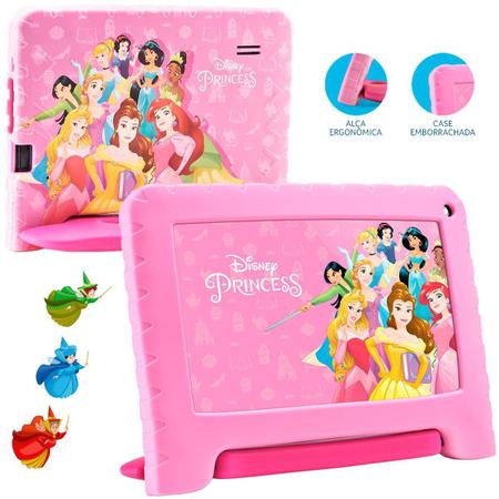 Imagem de Tablet Infantil Princesa Disney Multilaser NB372 Rosa Kids Capa Silicone 32GB Para Criança Youtube