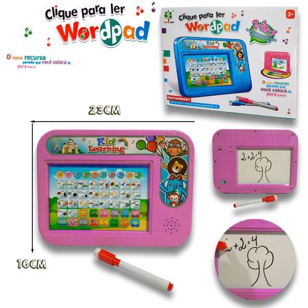 Tablet Jogos Educativos Alfabetização Bilingue e Lousa verso - Wordpad -  Tablet Educativo / de Brinquedo - Magazine Luiza