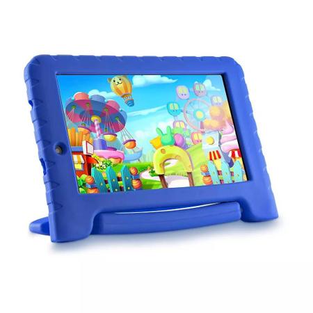 Imagem de Tablet Kids Multilaser PAD Plus Azul Quad Core 1GB RAM Android 7 Dual Câm 1.3/2MP Tela 7'' 8Gb Bluetooth NB278
