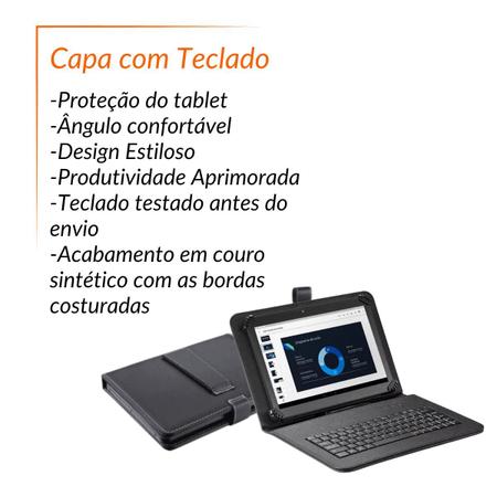Imagem de Tablet M7 3G Celular dual chip + Capa c/ Teclado Mouse Caneta touch kit estudo