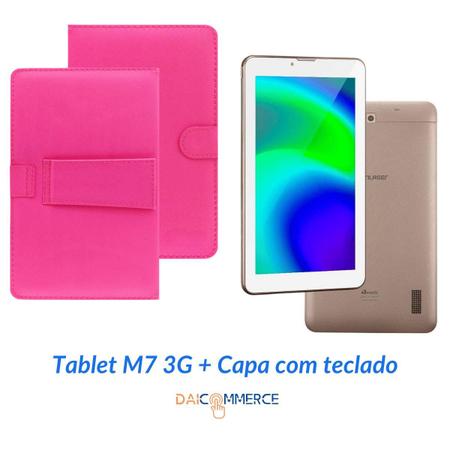 Imagem de Tablet M7 3G Multilaser 32GB  + Capa com teclado Rosa Kit Estudo