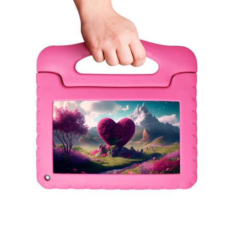 Imagem de Tablet Multi Kid Pad Rosa com Controle Parental Tela 7 pol 4GB RAM 64GB Android 13 Quad Core + Case + Wi-fi - NB411