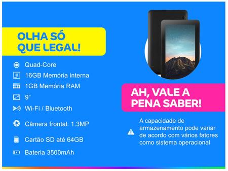 Imagem de Tablet Multilaser M9S GO 9” Wi-Fi 16GB