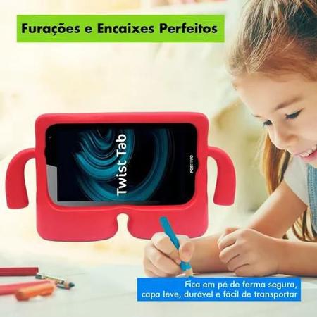 Imagem de Tablet Para Criança Positivo 64Gb 2Gb Ram Com Capa UnIversal Infantil Azul 