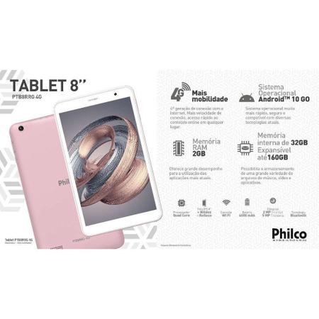Imagem de Tablet Philco 8'' PTB8RRG 4G Android 11 2GB 32GB Wifi Rosa