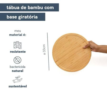 Tábua de Bambu c/ Base Giratória - OIKOS Imagem de Tábua de Bambu c/ Base Giratória