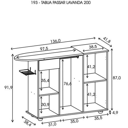 Imagem de Tábua de Passar Lavanda 200 Kit's Paraná Branco/Linho Branco