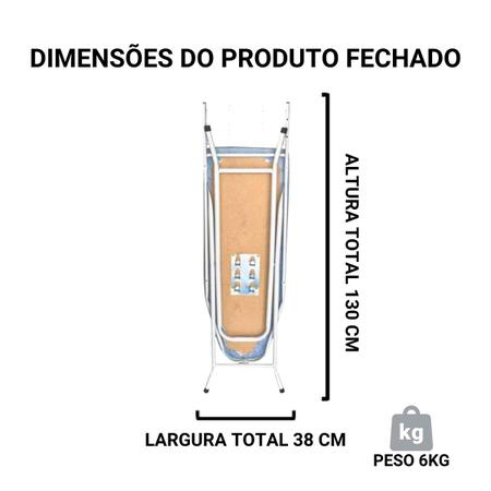 Imagem de Tábua Mesa De Passar Roupa Aço Com Tecido Térmico Regulagem de Altura Passadeira Resistente Mais Vendido Do Brasil