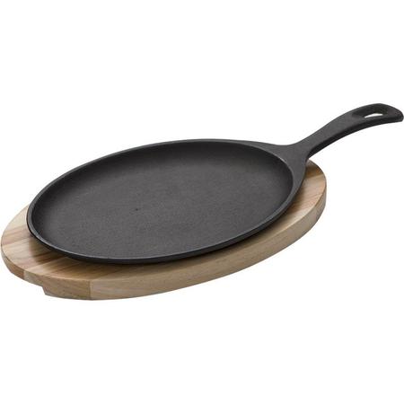 Imagem de Tabua para churrasco mix gril oval ferro e base madeira teca