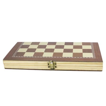 Tabuleiro De Madeira 3 Em 1 Xadrez / Dama E Gamão 29 X 29 Cm - Chess - Jogo  de Dominó, Dama e Xadrez - Magazine Luiza