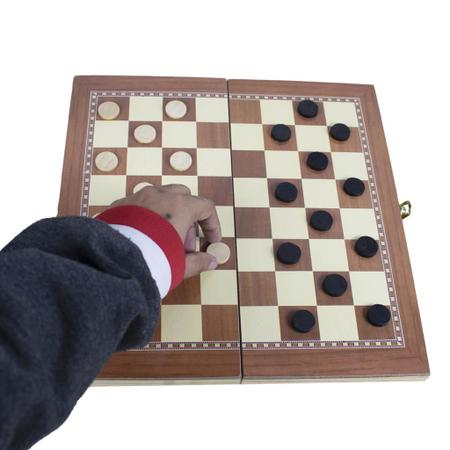 Jogo de Tabuleiro de Xadrez Dama e Gamão 3 em 1 com 33,5 cm Educativo e 1  Dominó Profissional em Promoção na Americanas