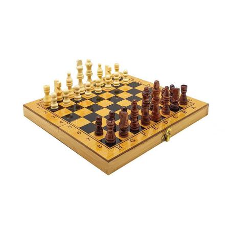 Tabuleiro De Madeira 3 Em 1 Xadrez / Dama E Gamão 29 X 29 Cm - Chess - Jogo  de Dominó, Dama e Xadrez - Magazine Luiza