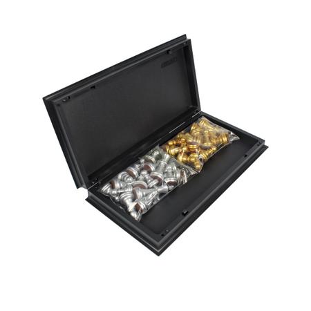 Tabuleiro de Xadrez Gold & Silver Magnético Peças Com Imã 32x32cm